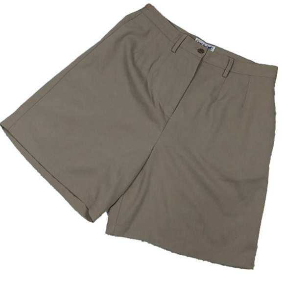 Coral Bay Vintage Golf Taupe High Waist Pleated Front Zip Up Athleisure Short - Picture 1 of 12